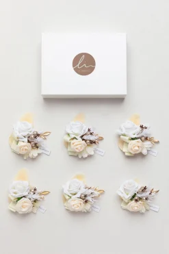 Wrist Corsages in White & Beige | Clearance