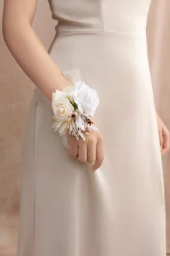 Wrist Corsages in White & Beige | Clearance