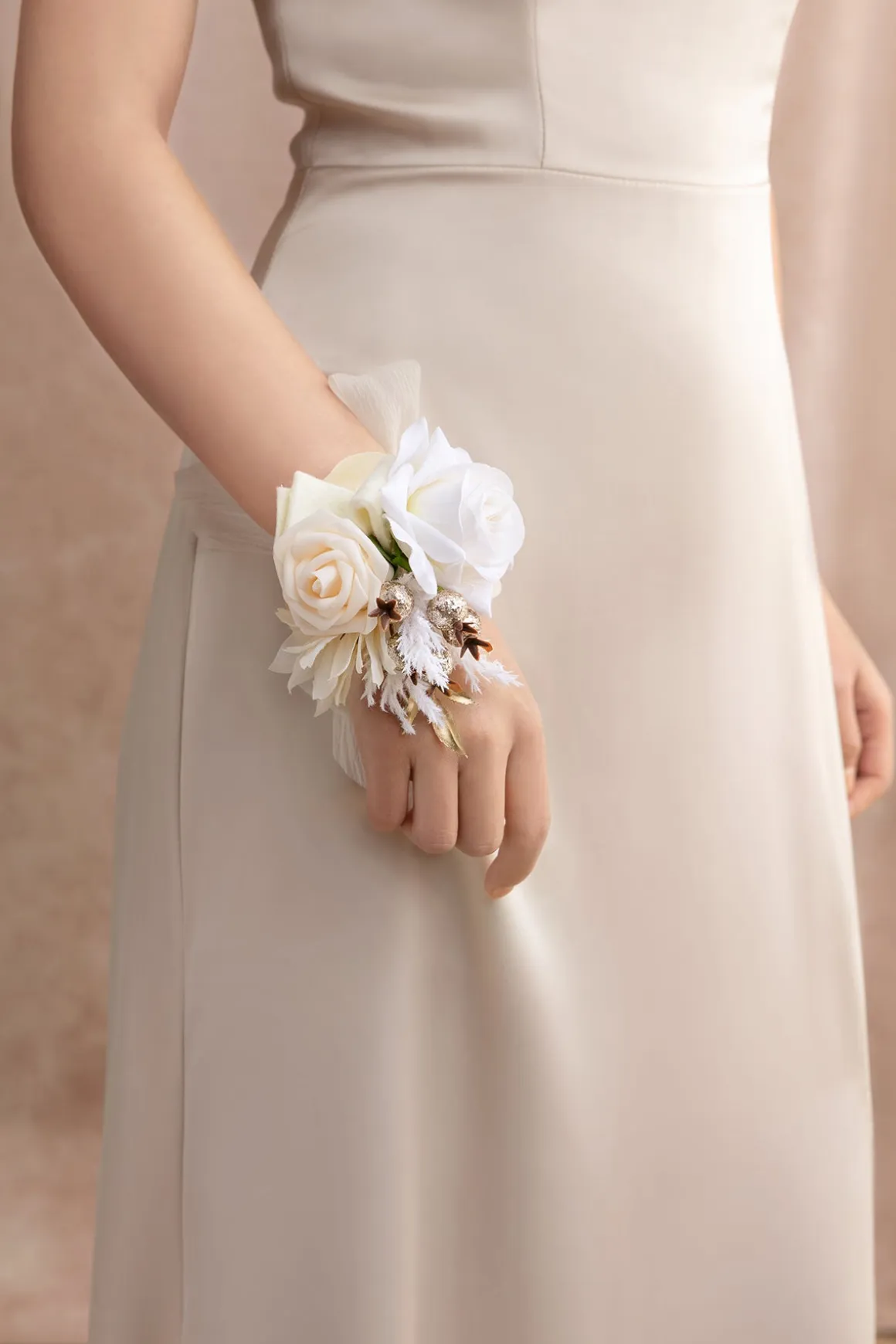 Wrist Corsages in White & Beige | Clearance