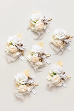 Wrist Corsages in White & Beige | Clearance