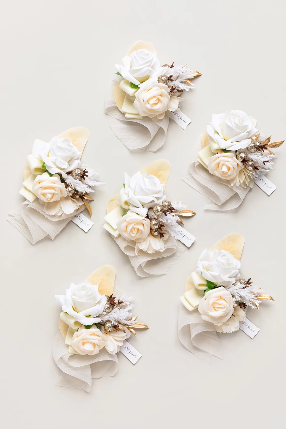 Wrist Corsages in White & Beige | Clearance