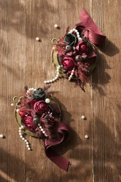 Wrist Corsages & Shoulder Corsages in Black & Burgundy | Clearance