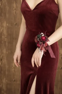 Wrist Corsages & Shoulder Corsages in Black & Burgundy | Clearance