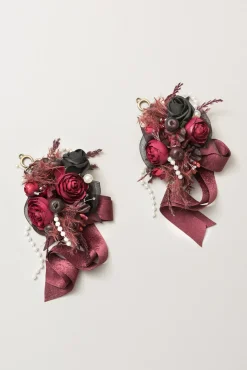 Wrist Corsages & Shoulder Corsages in Black & Burgundy | Clearance