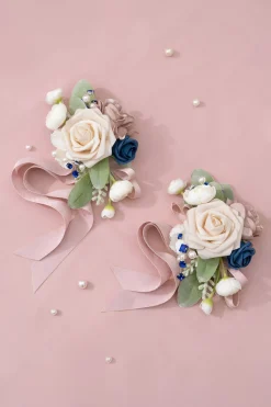 Wrist Corsages & Shoulder Corsages in Dusty Rose & Navy Blue