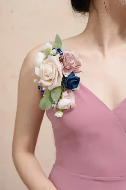 Wrist Corsages & Shoulder Corsages in Dusty Rose & Navy Blue
