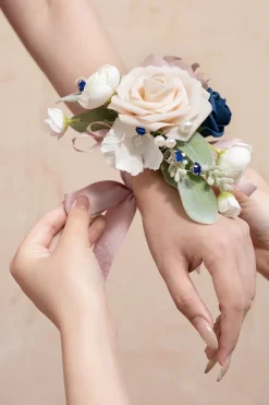 Wrist Corsages & Shoulder Corsages in Dusty Rose & Navy Blue